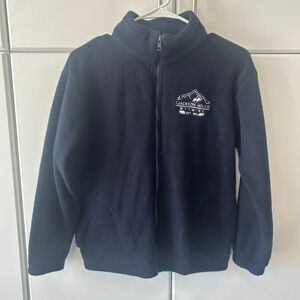 Tipsy Jackson Hole Wyoming Fleece Jacket Navy Blue Full Zip Sherpa Mens XL USA